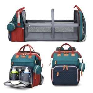 Jeryswet Baby Diaper Bags with Changing Station, Waterproof Large Capacity Diaper Bag Backpack for Moms Dads with USB Charging Port and Stroller Straps, Baby Shower Gifts, RGB