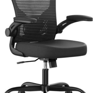 Office Chair, Ergonomic Desk Chairs 330LBS Capacity High Back Mesh Computer Chair with Flip-up Armrests, Comfy Work Chair with Adjustable Lumbar Support, Rolling Chair
