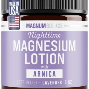 Magnum Solace Nighttime Magnesium Lotion with Arnica – Highly Concentrated Magnesium for Muscles & Joints – Apply to Legs or Feet Before Bed – Skin-Friendly