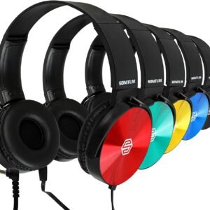 Kids Headphones Bulk 5 Pack, Student On Ear Color Varieties, Comfy Swivel Earphones for Classroom, Library, School, Airplane, for Online Learning and Travel, Noise Stereo Sound 3.5mm Jack (Colorful)