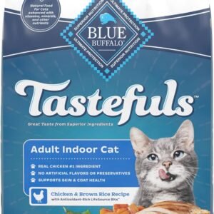 Blue Buffalo Tastefuls Natural Dry Food for Adult Indoor Cats, Chicken & Brown Rice Recipe, 15-lb. Bag