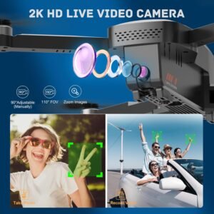 Drones with Camera for Adults 4K – GPS Drone with Auto Return, Brushless Motor, Foldable Mini RC Quadcopter for Kids Beginners with FPV Live Video, Follow Me, 2 Batteries Long Flight Time Under 249g