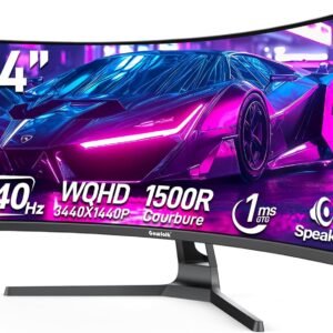 Gawfolk 34 Inch Curved Gaming Monitor, 240Hz Ultrawide PC Monitors Built-in Speakers, UWQHD (3440×1440) 1500R Computer Screen mit FreeSync, HDMI 2.0 & DP 1.4, Wall Mountable