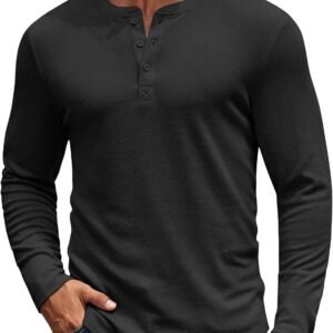 COOFANDY Mens Henley Shirts Long Sleeve Casual Pullover Shirt Fashion Button T-Shirt