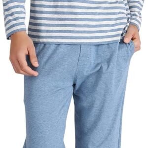 DAVID ARCHY Men’s Pajamas Set 100% Combed Cotton Henley Loungewear Relaxed Fit Sleepwear with Pockets