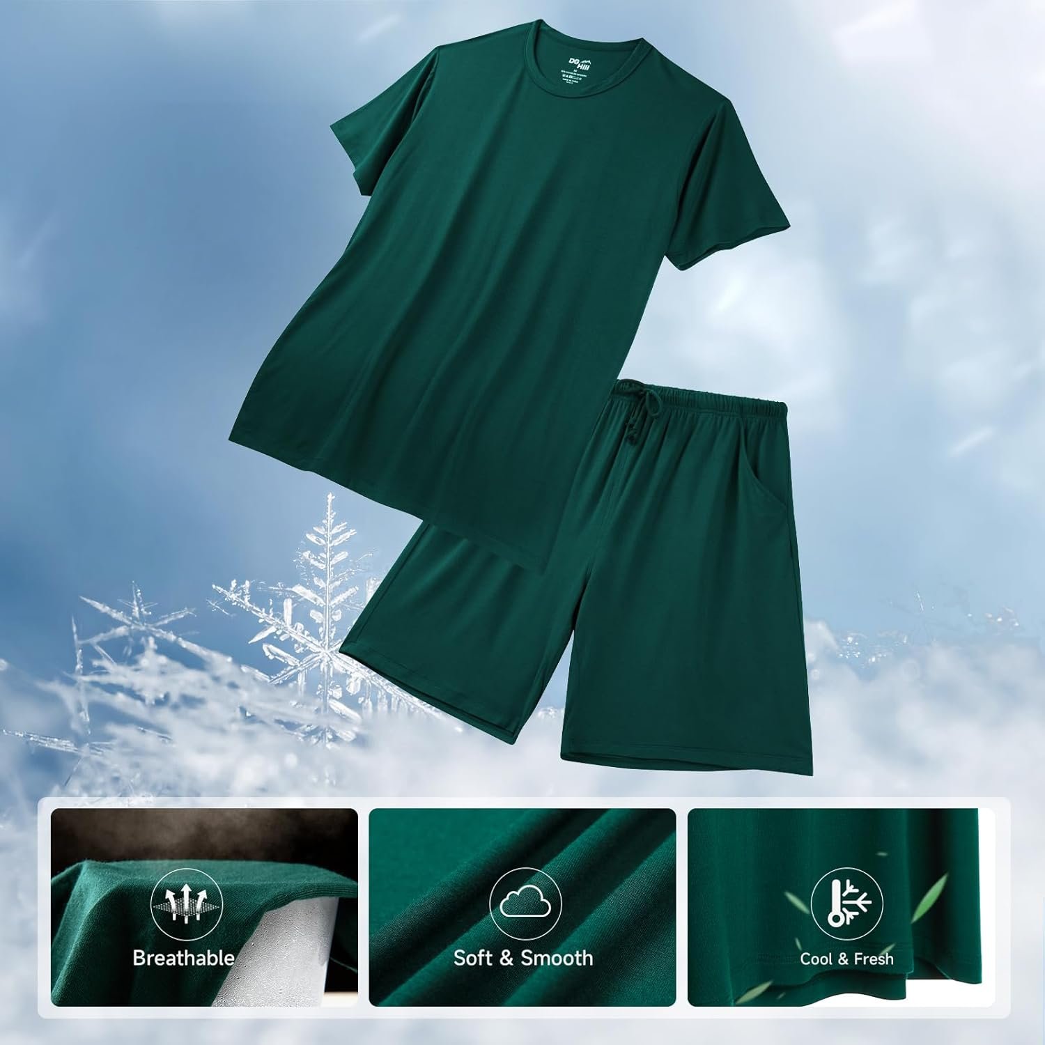 DG Hill Mens Pajamas Set Shorts - Pajama Pants Sleepwear Shorts PJS Sets - Summer Pajamas Cool Pants Short Soft PJS for Men - Image 4