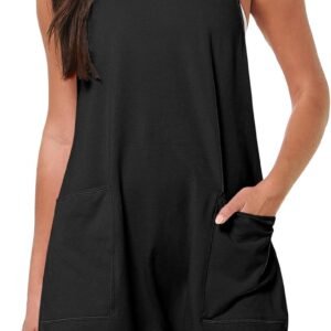 ANRABESS Womens Rompers Summer Casual Loose Sleeveless Overalls Spaghetti Strap Shorts Jumpsuit 2026 Beach Vacation Clothes