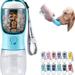 Cibaabo Dog Water Bottle with Food Container, Travel Puppy Water Bowl, Portable Pet Dispenser, Dog Gift Stuff Accessories Items, Puppy Essentials Necessities for Yorkie Cat Walking and Hiking