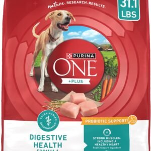 Purina One Plus Digestive Health Formula Dry Dog Food Natural with Added Vitamins, Minerals and Nutrients – 31.1 Lb. Bag