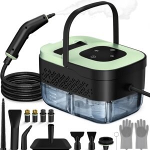 Steam Cleaner, Portable Steamer for Cleaning with 16pcs Accessories, 6-Level Adjustable and 15s Heat-Up, Handheld Steam Cleaner for Home, Tile, Dirt, Grout, Grease, Car Detailing