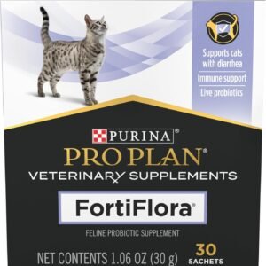 Purina Pro Plan Veterinary Supplements FortiFlora Daily Probiotics for Cats for Digestive Gut Health and Diarrhea – 30 ct. Box
