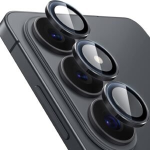 JETech Camera Lens Protector for Samsung Galaxy S26, 9H Tempered Glass Metal Individual Ring Cover, HD Clear, 1 Set (Black)