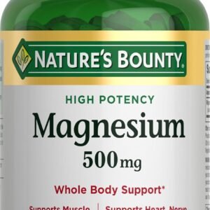 Nature’s Bounty Magnesium 500 mg Tablets, High Potency Magnesium Supplement for Bone & Muscle Health, Whole Body Support, 200 Count (Pack of 1)