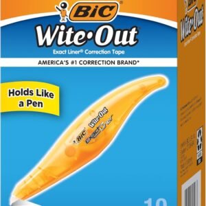 BIC Wite-Out Brand Exact Liner Correction Tape, 19.8 Feet, 10-Count Pack of White Correction Tape, Fast, Clean and Easy to Use Tear-Resistant Tape Office or School Supplies