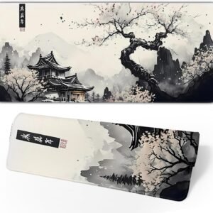 Japanese Mouse Pad, Large Japanese Desk Mat, XL Anime Gaming Keyboard Mat, Non-Slip Rubber Base, Big Extended Desk Protector for Home Office, 31.5”x11.8”