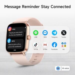 Smart Watch for Women, 1.85″ HD Smartwatch Compatible iPhone/Samsung/Android (Answer/Make Calls), 100+ Sport Modes Fitness Tracker with Heart Rate/Sleep/SpO2 Monitor, IP68 Waterproof, with 2 Bands