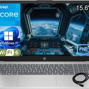 HP Pavilion 15″ 2026 AI-Ready Laptop, Intel 4-Core N100, 8GB RAM, 256GB SSD, FHD Display, Numeric Keypad, Long Battery, Lightweight, Microsoft Office 365, Platinum White, Windows 11 Home, Type C RJ45