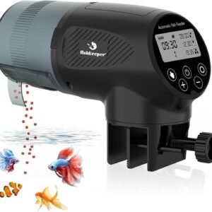 fishkeeper Automatic Fish Feeder for Aquarium: Moisture-Proof Auto Precision Feeders Dispenser with LCD Display for Small Tank Turtle Betta Koi – Battery Food Feeding Timer for Vacation Weekend Day