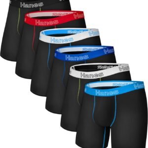Hanes Men’s Boxer Brief Underwear Pack, Stretch Cotton Boxer Briefs for Men, Moisture-wicking, 6-pack