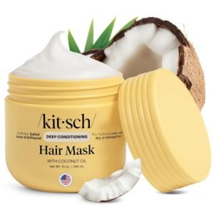 Kitsch Deep Conditioning Hair Mask – Moisturizing Hair Mask for Damaged Hair with Coconut Oil – Hydrating, Strengthening & Frizz-Reducing Hair Care Treatment for Curly, Coily & All Hair Types – 10 oz