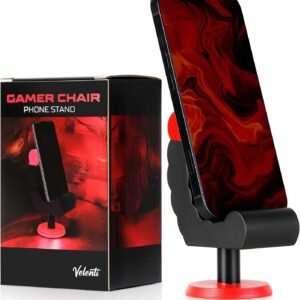 VELENTI Gamer Chair Phone Stand – Phone Holder for Smartphones, Kindles Up to 19 cm Tall – Fun Gaming Accessories for Gamers – Useful Gamer Gadgets – Lovely Birthday Gift for Gamers