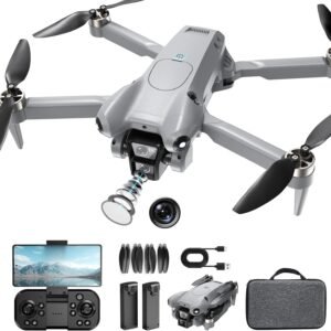 PRO Drone with Camera for Adults 4K,Brushless Motors Drone for Kids Beginners,40mins Flight Time with 2 Batteries,FPV Foldable RC Quadcopter,Toys Gifts for Teen Boys Girls, Beginner（Grey）