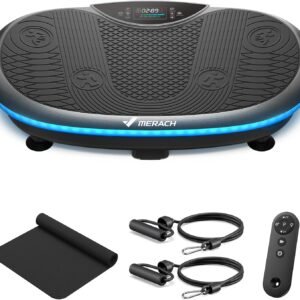 MERACH Vibration Plate Exercise Machine, 4D Whole Body Workout Vibrating Platform for Lymphatic Drainage Weight Loss Muscle Activation, Home Fitness Equipment with Bluetooth Light Pull Cord