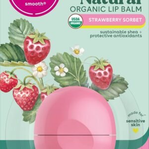 eos 100% Natural & Organic Lip Balm – Strawberry Sorbet, All-Day Moisture, Dermatologist Recommended for Sensitive Skin Care, Lip Care Products, 0.25 oz