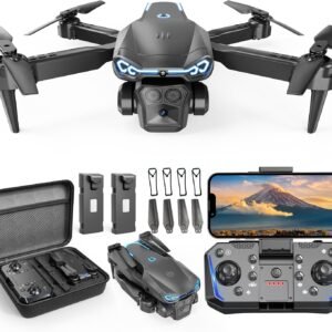Foldable Drone with 1080P Camera for Beginners & Kids, FPV RC Quadcopter Toys Gifts for Boys Girls, One Key Start, 3D Flips, Gesture Selfie, 3 Speed Modes, 2 Batteries