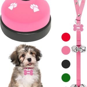 2 Pack Dog Door Bells Dog Doorbell to go Outside Puppy Train Bell for Dogs to Ring to go Potty Puppy Toilet Training Bell Jingle Bells for Door Knob Girl Puppy Essentials Accessories (Pink)