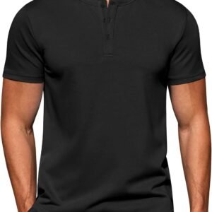 COOFANDY Men’s Casual Henley T-Shirts Summer Short Sleeve Cotton Shirts Basic Button Tee Tops