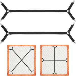 Bed Sheet Holder Straps, 2Pcs Elastic Adjustable Bed Sheet Grippers,Fitted Sheet Holder Keep Sheets in Place, Enhance Sleep Experience, Black