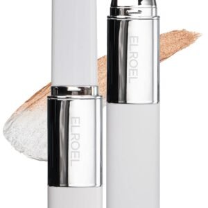 ELROEL Blanc Cover Cream Stick V White – Korean Color-Changing Foundation Stick with Volufiline – Medium to Full Coverage Dewy Finish Base Makeup – Dual-Ended with Detachable Brush (203 Medium)