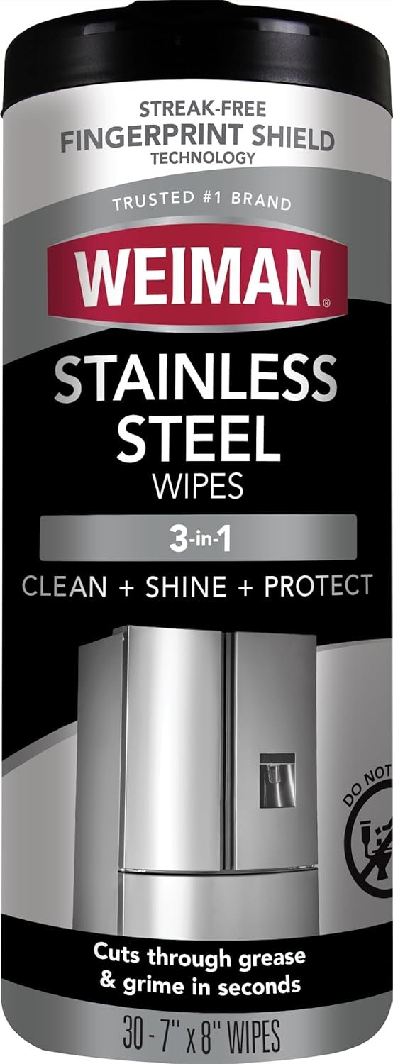Weiman Stainless Steel Cleaner and Polish Wipes, 30 Count