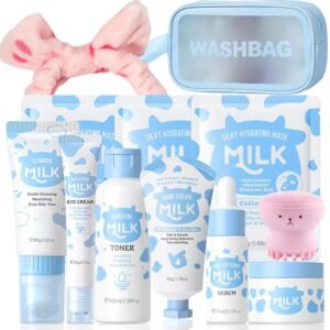 Milk Skin Care Set for Kids & Teens, 12 IN 1 Moisturizing & Gentle Milk Skin Care for Teens Girls Ages 8-12, Face Care Kit, Milk Skincare for Girls 10-12, Bulk Birthday Gifts,Mothers Day Gift, 12PCS