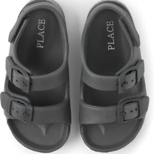 The Children’s Place Baby Boys and Toddler Everyday Double Buckle Slide Sandals with Backstrap