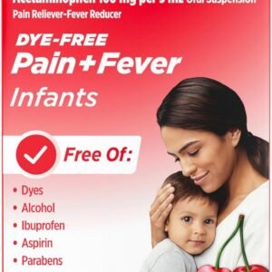 Infants’ Tylenol Oral Suspension Liquid Medicine with Acetaminophen, Baby Fever Reducer & Pain Reliever for Minor Aches & Pains, Sore Throat, Headache & Teething Pain, Dye-Free Cherry, 1 fl. oz