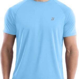 Roadbox Men’s Rash Guard Short Sleeve, UPF 50+ UV Sun Protection Swim Shirts, Quick Dry Lightweight Water Surf Beach T-Shirt