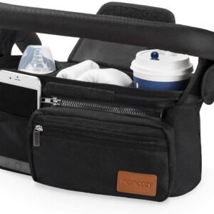 Momcozy Universal Stroller Organizer with Insulated Cup Holder Detachable Phone Bag & Shoulder Strap, Fits for Stroller like Uppababy, Baby Jogger, Britax, BOB, Umbrella and Pet Stroller