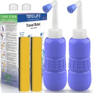 2 PCS Portable Bidet for Toilet, 450ml 15oz Handheld Travel Bidet, High Pressure Leakproof Personal Hygiene Bottle, Postpartum Perineal Cleaner for Women, Outdoor, Camping, Travel, Driver, Home Use