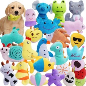 HDMOTU Pack of 26 Soft Small Medium Dog Squeaky Toys,Cute Puppy Favorite Comfortable Squeakers Toy,Multicolored for Puppy