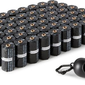 Amazon Basics Dog Poop Leak Proof Bags with Dispenser and Leash Clip, Unscented, 13″ x 9″, 900 Count (60 Rolls)