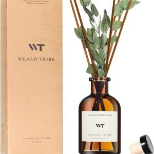 WEALD TRIBE Flower Reed Diffuser Set Eucalyptus & Lavender Scent For Bathroom Accessories Shelf Decor & Air Fresheners, Sticks Defusers With 4.0 fl oz Essential Oils, House Bedroom Office Decor & Gift