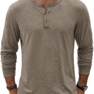 COOFANDY Men’s Henley T-Shirt Long Sleeve Casual Lightweight Pullover Shirts Soft Stretch Basic Tees Fall Tops
