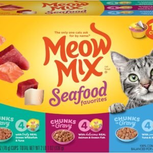 Meow Mix Savory Morsels Seafood Favorites Variety Pack, 2.75 oz Can (12 Pack)