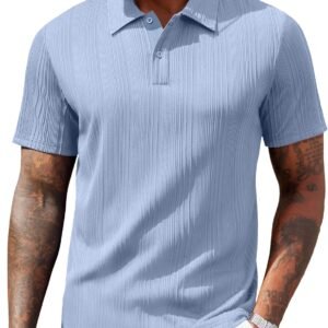 COOFANDY Polo Shirts for Men Short Sleeve Shirts Casual Stylish Collared Summer Textured Knit Shirts