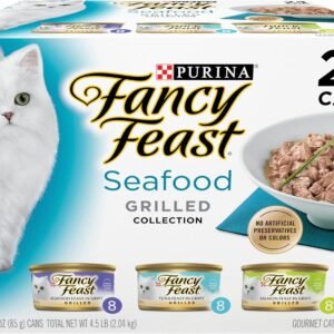 Purina Fancy Feast Grilled Wet Cat Food Seafood Collection in Wet Cat Food Variety Pack – (Pack of 24) 3 oz. Cans
