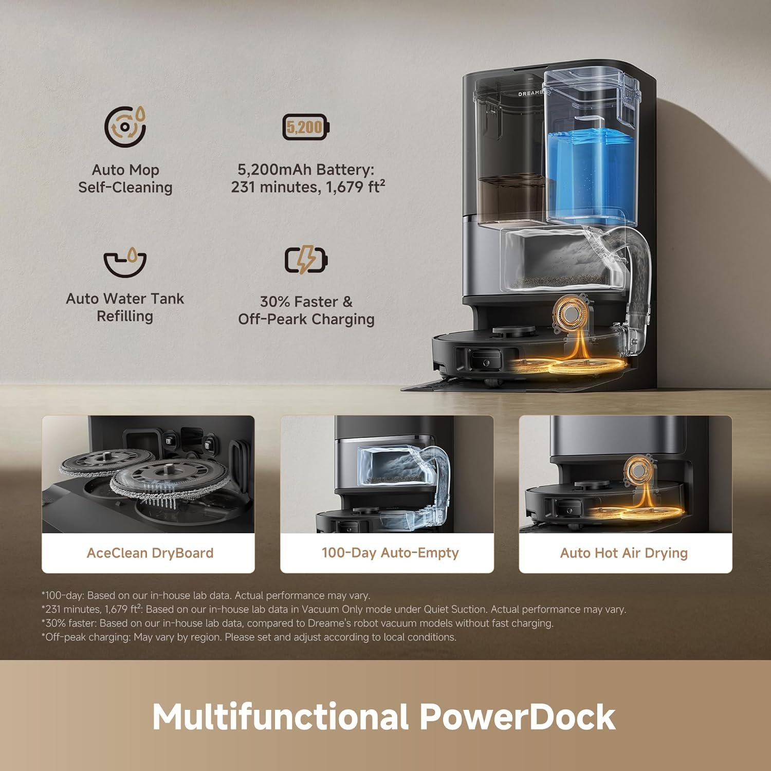 DREAME L40 Ultra Gen 2 Robot Vacuum and Mop with 25,000Pa Suction, Extendable Side Brush and Mop, All-in-One Self-Emptying & Cleaning Dock, Voice & App Control, Black - Image 4