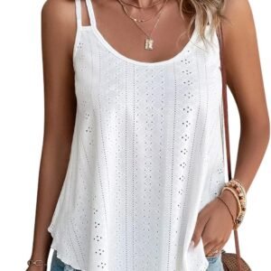 KKJ Womens Cute Tank Tops Sleeveless Spaghetti Strap Scoop Neck Loose Casual 2026 Spring Summer Beach Vacation Flowy Shirts