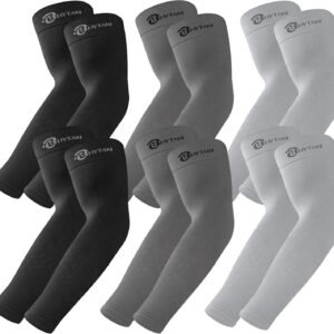BHYTAKI UV Sun Protection Arm Sleeves, UPF 50 Sports Cooling Arm Compression Sleeves for Men Women Teenager